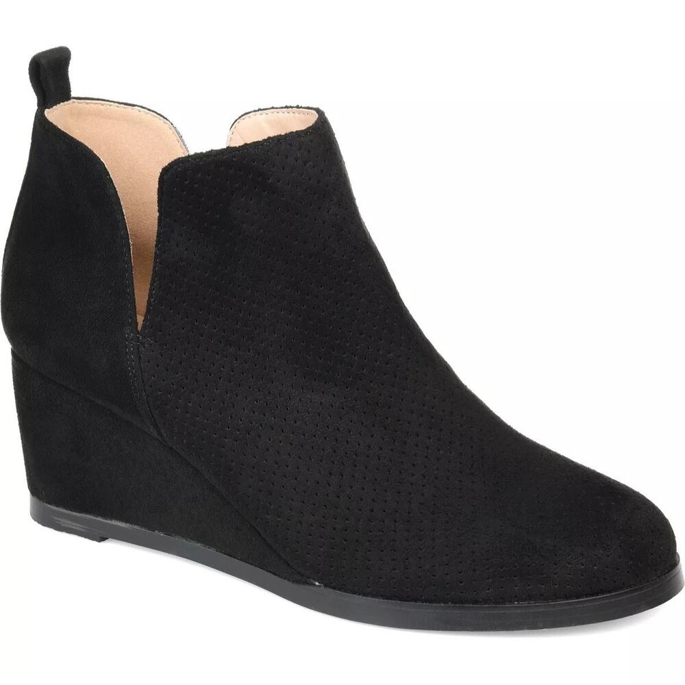 Journee Collection Women Mylee Wedge Heel V-Cut Ankle Booties Size US 8M Black